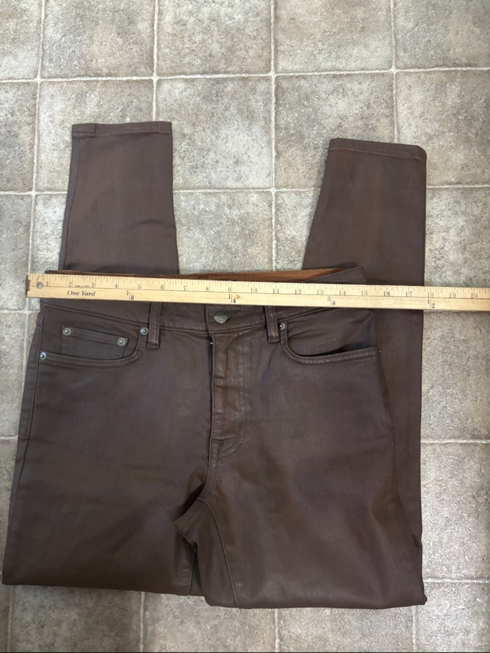 Black Label Lauren Ralph Lauren Coated Skinny Jeans Women's 6 Brown Pants - Picture 14 of 14